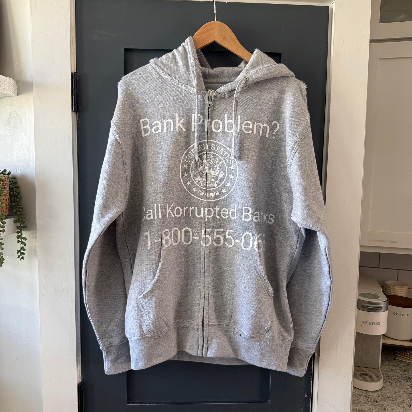 Call Bankorrupt Grey Distressed Zip-Up Jacket