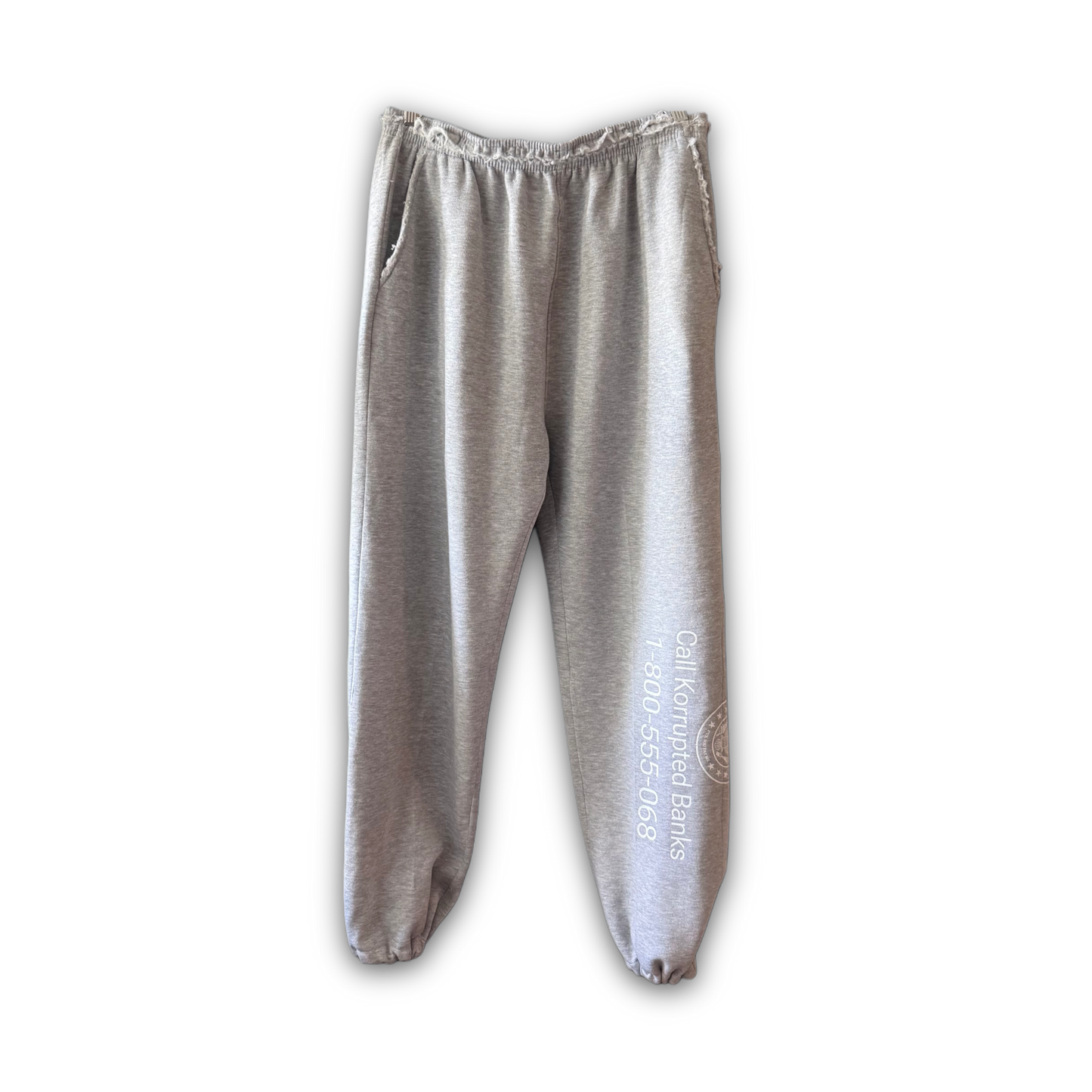 Call Bankorrupt Grey Distressed Cuffed Sweatpants