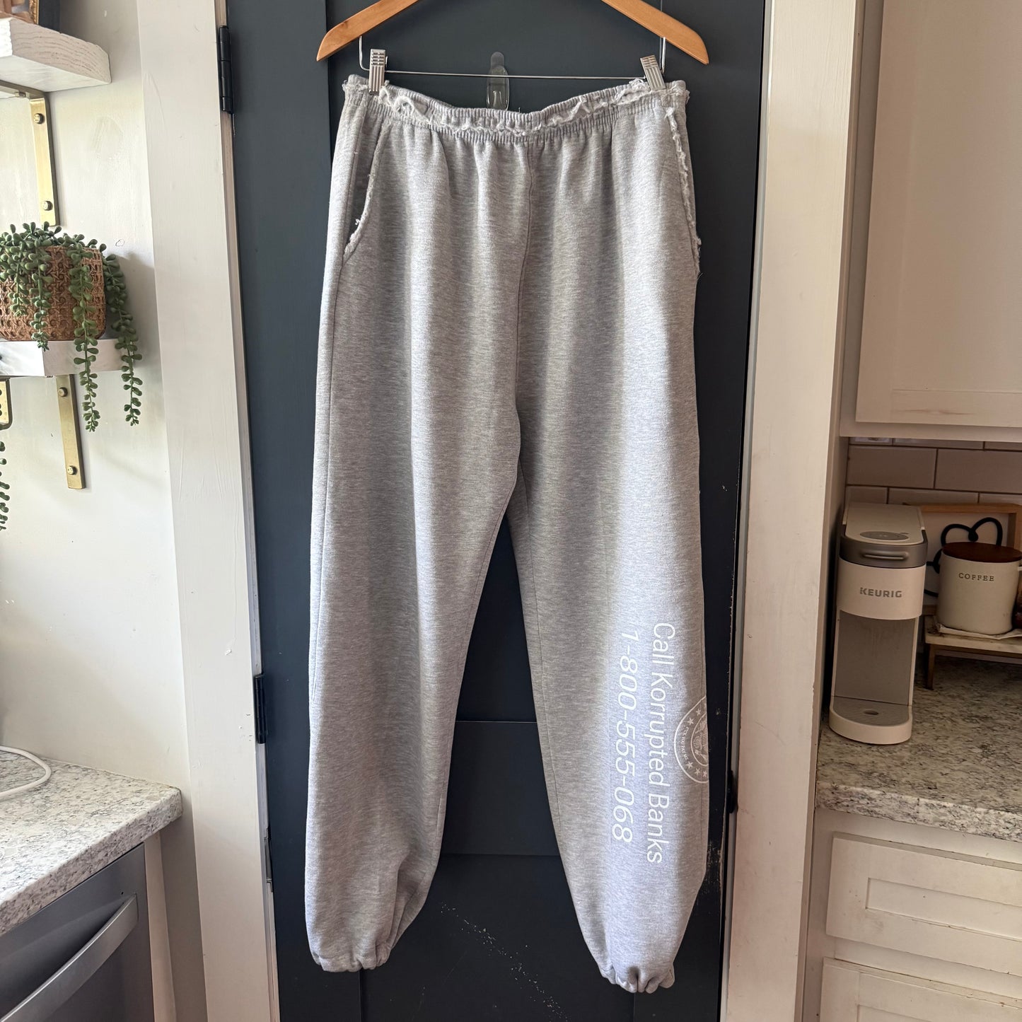 Call Bankorrupt Grey Distressed Cuffed Sweatpants