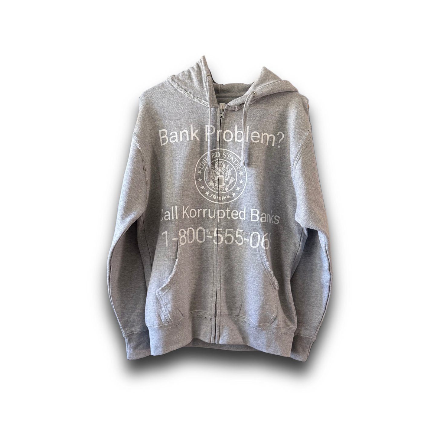 Call Bankorrupt Grey Distressed Zip-Up Jacket